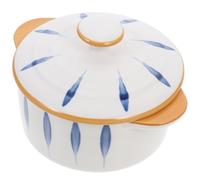 SEWACC Cuenco de Cerámica Blanco Tazón Multifuncional Doble Asa, Superficie Lisa y Apilable Adecuado para Ensaladas y Desayuno en Casa