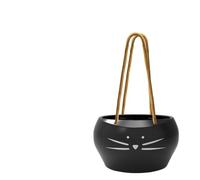SEWACC Maceta Colgante de Cerámica Negra para Suculentas Diseño Creativo de Gato Maceta Creativa Hogar Jardinera Suculenta Decorativa Adecuado para Interiores y Exteriores