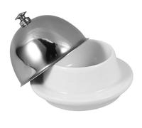 SEWACC Mantequera Segura y Decorativa de Cerámica y Acero Inoxidable Diseño Simple para Mantequilla y Postres Adecuado para Cocina y Hogar