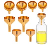 SEWACC Mini Embudos Metálicos Dorados para Medir y Controlar Líquidos con Precisión, Kit para Rellenar Aceites y Perfumes, Incluye Goteros de 3 Ml para Fragancias