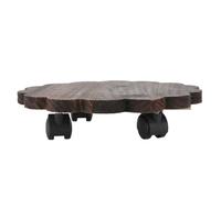 SEWACC Soporte Móvil para Macetas de Madera Ruedas y Base Plana | Plataforma de Madera Maciza, Ruedas Aplicables Giratorias, para Interior y Riego, Fácil de Mover