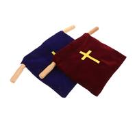 SEWOART 2 Piezas Bolsa de Ofrendas de Terciopelo con Mango de Madera Gran Capacidad para Servicios Religiosos Comuniones Bodas y Funerales Resistente y Elegante para Recogida Iglesia
