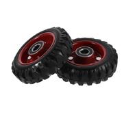 SEWOART 2 Piezas Rueda Industrial de Goma Maciza Roja, Doble Rodamiento, | Buje Rojo, Eje de 15mm y 43,5mm, Estructura sin Aire, Uso en Carros de Taller y Almacén
