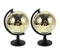 SEWOART Esfera de Discoteca Brillante de 18cm con Base Metálica Retro | Esfera Decorativa para Oficina y Sala de Estar, Superficie Reflectante de Espejo, Diseño Portátil y Ahorro de Espacio