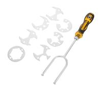SEWOART Llave para Grifo, Llave de Fontanero de Acero al Carbono Color Plata, Cabezales Intercambiables, Dientes Antideslizantes, para Grifos Antiguos y Válvulas Angulares, Baño E