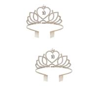 Sewroro 2 Piezas Diadema con Incrustaciones de Cristales de Cumpleaños Dorada Ligera y Cómoda, con Peine Accesorio Elegante para Fiestas y Bodas para Celebraciones
