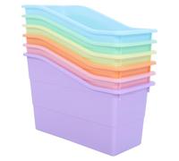 Sewroro 6 Piezas Caja Organizadora Apilable de Plástico para Libros, Aula y | Diseño Encajable y Abierto, Acceso Rápido en Estantería, Colores Vivos, para Material Escolar y Lectura Color Aleatorio