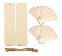 Sewroro 60 Marcadores de Libros Artesanales de Madera Natural Rectangulares con Agujero y Cuerda Beige para Manualidades DIY y Decoración en Fiestas y Bodas
