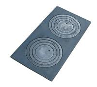 SEZAM Placa de fundición para horno con 2 agujeros, 60 x 30 cm, placa de carbón de hierro fundido gris