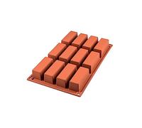 SF026 Molde de silicona, 12 cavidades con forma rectangular , color terracota