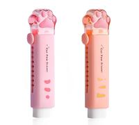 SGERUFZ Gomas de borrar para bolígrafos, 2 Unidades, Lindas con Patas de Gato para niños, Borrador retráctil de Dibujos Animados, Gomas retráctiles deslizantes