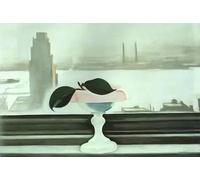 SGFGAD FHYWQ Cartel de Georgia O'Keeffe Cuadro de Lienzo de Bodegón《 plato rosa y hojas verdes》De Georgia O'Keeffe Grabados para Decoración del Hogar 70x50cm Sin enmarcar