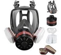 SGIXBE Mascarilla de cara completa con filtro de carbón activo de 40 mm, filtros 6001CN, para gas, polvo, pintura en aerosol y productos químicos (máscar 40 mm + 6001 + 10 filtros)