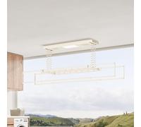SGKOMN Secador de Ropa de Techo de Aluminio y Acero, secador de Ropa eléctrico con Control Remoto, Gris Hierro, tendedero eléctrico de Techo, tendedero de Ropa de Altura Ajustable, Milk White