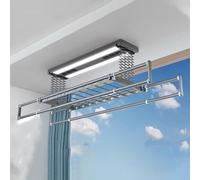 SGKOMN Tendedero eléctrico de Techo con Mando a Distancia, tendedero Plegable y retráctil, Capacidad de 35 kg para sábanas Grandes, tendedero de Interior con luz LED., Gray