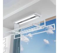 SGKOMN Tendedero eléctrico de Techo con Mando a Distancia, tendedero Plegable y retráctil, Capacidad de 35 kg para sábanas Grandes, tendedero de Interior con luz LED., White