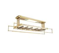 SGKOMN Tendedero Plegable Grande de 159 cm x 34 cm x 7,8 cm, tendedero eléctrico para Toallas con Capacidad de Carga de 35 kg, tendedero de Techo con Ventilador Calefactor., Gold