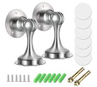 Shackcom 2 piezas Topes para Puertas succión Magnético-Acero Inoxidable - tope puerta adhesivo - para Pared o Piso-Incluye cinta de doble cara y tornillos - No es necesario perforar-Door stopper