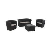 SHAF - Conjunto Jardín Exterior y Terraza - Sofá de 2 Plazas y 2 Sillones con Cojines Acolchados con Mesa Central con Almacenamiento Integrado - Plástico Reciclado - Set Nova Confort Storage - Grafito