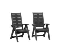 SHAF - Pack 4 Sillas de Jardín Apilables- Exterior Terraza y Catering - Plástico Reciclado Resistente UV - Diseño Ergonómico - Modelo Legno con Textura de imitación a Madera - Antracita