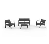 Conjunto Mesa + 2 Sillones + Banco de Resina Miami - Antracita