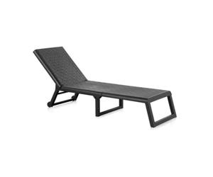 Shaf - Tumbona Dream de Jardín Antracita - Tumbona Exterior Reclinable con Ruedas - Resina Resistente UV - Plegable y Multiposición - Ideal Piscina, Terraza y Patio - Antracita