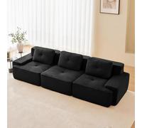 SHAIRMB Sofá Moderno Sin Estructura, De Espuma Comprimida, SofáS Seccionales Grandes En Forma De U, Sofá Modular Seccional De Pana Tipo Nube, Espuma ViscoeláStica,Negro,3 Seater