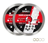 SHALL Disco de corte de diamante de 115 mm (4,5 pulgadas) x 22,2 mm,Turbo X-Mesh súper delgado，Adecuado para cerámica, uso húmedo y seco