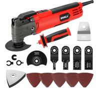SHALL Herramienta oscilante, kit multiherramienta oscilante de 300 W con ángulo de oscilación de 3°, 6 velocidades variables, empuñadura auxiliar y 40 accesorios de sierra.