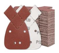SHALL Juego de 120 hojas de lija para ratón, 13,7 x 9,7 cm, 2 cabezales de lija reemplazables de 4 cm, almohadillas de lijado con granos 40/60/80/120/180/240