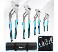 SHALL, Juego de 4 alicates ajustables de junta ranurada, de 30, 25, 20 y 15 cm, con agarre acolchado, alicates de lengüeta y ranura con bolsa de herramientas enrollable para reparación del hogar,
