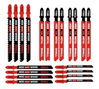 SHALL Juego de hojas de sierra de calar con vástago en T de 20 piezas, fabricadas en HSS/CPV, compatibles con todas las sierras de calar, con caja de almacenamiento.