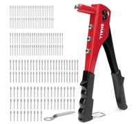 SHALL Juego de remachadoras 4 en 1,remachadora manual de alta resistencia con 200 remaches,4 tamaños(2,4 mm, 3,2 mm, 4,0 mm, 4,8 mm),para automoción,cuero, plástico, muebles y metal.