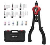 SHALL Kit de herramientas de tuerca de remache de 14"（35CM), Remachadora,con M3 M4 M5 M6 M8 M10-6 mandriles métricos de calor y 60 tuercas de remache, con caja de