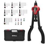 SHALL Kit de herramientas de tuerca de remache de 16 pulgadas(40.6CM),Remachadoras, con M3 M4 M5 M6 M8 M10 M12-7 mandriles métricos y 70 tuercas de remache, con caja de