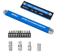 SHALL Llave de extensión compensada - Juego de llaves de extensión de desplazamiento listas para impacto de 15.4 pulgadas, con adaptadores de unidad cuadrada de 1/2 pulgadas, 1/4 pulgadas y 3/8