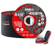 SHALL-Paquete de 50 ruedas de corte de 4 1/2 x 7/8 pulgadas con bolsa de amoladora angular, discos de corte rápido de metal y acero inoxidable de 4,5 pulgadas, ruedas de corte de metal de uso general