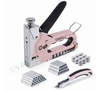 SHALL Pistola grapadora resistente, kit de pistola de grapas de tapicería 3 en 1 con 3000 grapas, removedor de grapadoras, clavadora manual con indicador de posición de salida de grapas específico