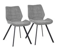 Shally Dogan Juego de 2 sillas para Comedor con Patas de Acero Negro y Asiento y Revestimiento de Tela Gris, Silla ergonómica de diseño nórdico, Ideal para Dormitorio, Cocina, Oficina