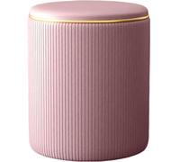 Shally Dogan Puf Taburete contenedor con Revestimiento de Piel sintética tramada, reposapiés, Silla con Asiento Acolchado, para decoración de Interiores, Cocina, salón, Dormitorio (Rosa)