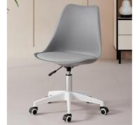 Shally Dogan Silla de Escritorio de Polipropileno con 5 Ruedas giratorias 360°, sillón ergonómico con Asiento Acolchado de Espuma de altísima Densidad, Ideal para Dormitorio, Oficina, casa (Gris)
