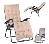 Shally Dogan Silla de gravedad cero de jardín, tumbona para exteriores, plegable, ahorra espacio, estructura tubular de metal, reclinable, asiento de textileno para mar, playa, color beige
