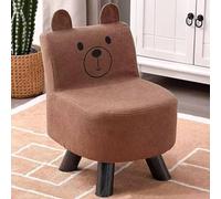 Shally Dogan Silla para niños con diseño de Osito con Relleno Suave de Alta Densidad, sillón reposapiés con Estructura de Madera y Patas Antideslizantes, Taburete Ideal para Dormitorio (marrón)