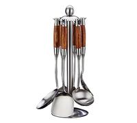 SHALOLY Juego de Utensilios de Cocina Juego de espátula Pala de Acero Inoxidable Cocina Espátula de Madera de Haya Pala para freír Pala de Cocina Cuchara Utensilios de Cocina Juego de espátula