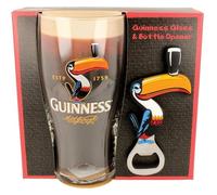 Shamrock Gift Company Guinness Tucán - Juego de abrebotellas y vasos de cerveza