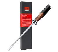 SHAN ZU Afilador de Acero 20 cm, Afilador de Cuchillos Manual, Acero para Afilar Cuchillos Profesional, Mango Ergonómico de Madera de Arce, Caja de Regalo