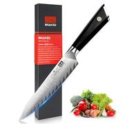 SHAN ZU Cuchillo Universal 15cm, Cuchillo de Cocina Damasco de Acero 10Cr15MoV Japones, Cuchillo Chef de 6 Pulgadas, Cuchillo de Cocinero con Mango G10, Ultra Afilado