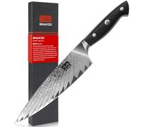 SHAN ZU Cuchillo de Cocina Damasco 20m, Cuchillo Chef Profesional de Acero Damasco AUS-10 Japones de 67 Capas, Cuchillo Japones con Mango de Material G10, Cuchillo Ccinero de Verdura, Fruta y Carne