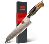 SHAN ZU: Cuchillo de cocina japonés de 20 cm, acero damasco y cobre, cuchillo de acero damasco
