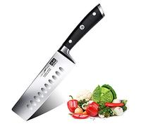 SHAN ZU Cuchillo de Cocina Nakiri, 16.5cm Cuchillo Japones para Verduras, Cuchillo Chef de Acero Inoxidable Alemán, Cuchillo de Cocinero Profesional con el Mango Madera Pakka